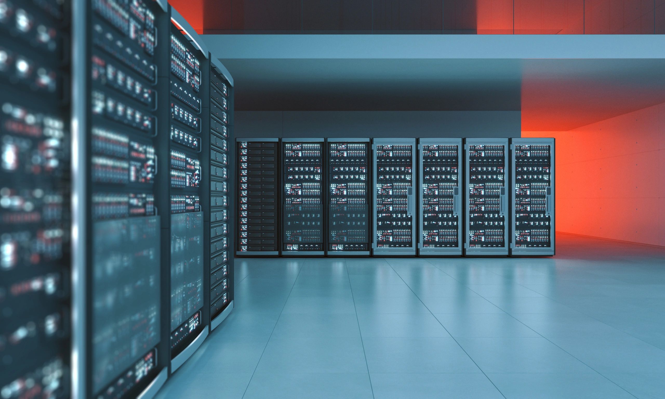 Modern data center servers representing cloud infrastructure